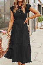 Load image into Gallery viewer, Round Neck Short Sleeve Tiered Midi Dress