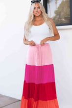 Load image into Gallery viewer, Color Block Tiered Maxi Skirt