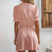 Load image into Gallery viewer, Frill Trim V-Neck Flounce Sleeve Dress
