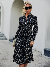Load image into Gallery viewer, Animal Print Tie-Waist Midi Shirt Dress