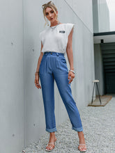 Load image into Gallery viewer, High Waist Straight Leg Cuffed Pants