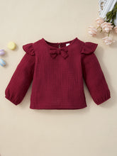 Load image into Gallery viewer, Girls Waffle Bow Detail Top and Floral Skirt Set