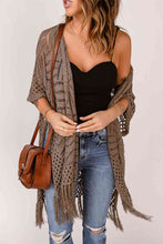 Load image into Gallery viewer, Fringe Hem Slit Open Front Cardigan