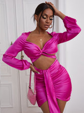 Load image into Gallery viewer, Ruched Twist Front Cutout Midi Dress