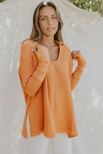 Load image into Gallery viewer, Waffle-Knit Slit Drop Shoulder Top