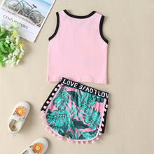 Load image into Gallery viewer, SUNNY BEACH HOLIDAY Graphic Tank and Printed Pom-Pom Trim Shorts Set