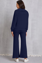 Load image into Gallery viewer, Half Zip Collared Neck Sweatshirt and Pants Set
