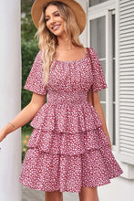 Load image into Gallery viewer, Floral Smocked Short Sleeve Layered Dress