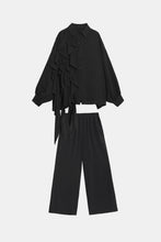 Load image into Gallery viewer, Ruffled Bishop Sleeve Top and Wide Leg Pants Set