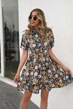 Load image into Gallery viewer, Floral Tie Neck Tiered Dress