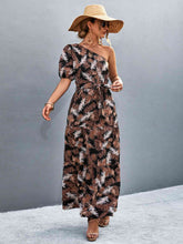 Load image into Gallery viewer, Printed Tie Waist One Shoulder Maxi Dress