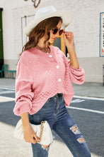 Load image into Gallery viewer, Openwork Pompom Puff Sleeve Cardigan