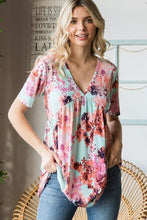 Load image into Gallery viewer, Heimish Full Size Floral V-Neck Short Sleeve Babydoll Blouse