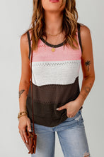Load image into Gallery viewer, Color Block Openwork Knit Tank Top