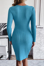 Load image into Gallery viewer, Ribbed Tied Long Sleeve Wrap Dress
