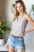 Load image into Gallery viewer, Curved Hem Notched Neck Pocket Tank
