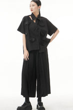 Load image into Gallery viewer, Cutout Pointed Collar Button Front Shirt