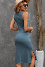 Load image into Gallery viewer, Crisscross Cutout Scoop Neck Slit Midi Dress