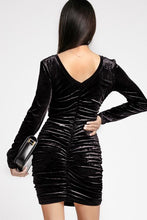 Load image into Gallery viewer, V-Neck Ruched Long Sleeve Dress