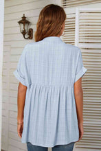 Load image into Gallery viewer, Notched Neck Slit Cuffed Blouse