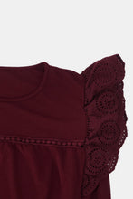 Load image into Gallery viewer, Plus Size Flutter Lace Sleeve Round Neck Top