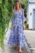 Load image into Gallery viewer, Deep V Three-Quarter Sleeve Maxi Dress