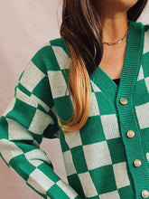 Load image into Gallery viewer, Checkered Open Front Button Up Cardigan