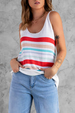 Load image into Gallery viewer, Rainbow Stripe Scoop Neck Knitted Tank