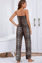 Load image into Gallery viewer, Leopard Contrast Piping Cami and Wide Leg Pants Lounge Set