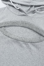 Load image into Gallery viewer, Cutout Ribbed Trim Drawstring Hoodie