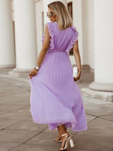 Load image into Gallery viewer, Tied Surplice Cap Sleeve Pleated Dress