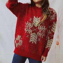 Load image into Gallery viewer, Snowflake Pattern Long Sleeve Sweater
