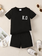 Load image into Gallery viewer, Boys Letter Graphic T-Shirt and Shorts Set