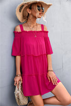 Load image into Gallery viewer, Cold-Shoulder Frill Trim Tiered Dress