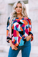 Load image into Gallery viewer, Geometric Flounce Sleeve Blouse