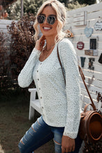 Load image into Gallery viewer, Leopard Buttoned Lace Trim Round Neck Top