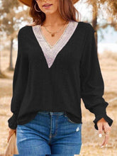 Load image into Gallery viewer, Eyelet V-Neck Flounce Sleeve Top