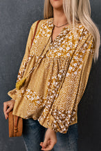 Load image into Gallery viewer, Patchwork Tassel Balloon Sleeve Blouse