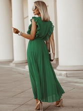 Load image into Gallery viewer, Tied Surplice Cap Sleeve Pleated Dress