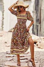 Load image into Gallery viewer, Bohemian Square Neck Short Sleeve Midi Dress