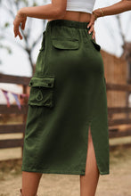 Load image into Gallery viewer, Drawstring Waist Slit Denim Skirt