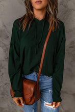 Load image into Gallery viewer, Dropped Shoulder Drawstring Hooded Knit Top