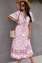 Load image into Gallery viewer, Bohemian Flutter Sleeve Wrap Top Dress