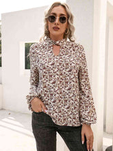 Load image into Gallery viewer, Floral Print Long Sleeve Mock Neck Blouse