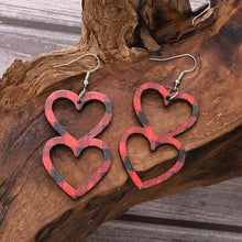 Load image into Gallery viewer, Cutout Heart Shape Wood Earrings