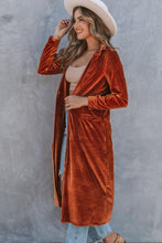 Load image into Gallery viewer, Collared Neck Longline Velvet Cardigan with Pockets