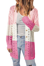 Load image into Gallery viewer, Openwork Ribbed Cuff Longline Cardigan