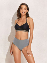 Load image into Gallery viewer, Striped Tie-Back Halter Neck Bikini Set
