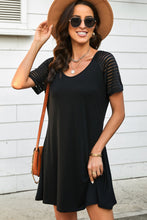 Load image into Gallery viewer, Sheer Striped Raglan Sleeve T-Shirt Dress