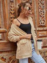 Load image into Gallery viewer, Ribbed Open Front Long Sleeve Cardigan with Pockets